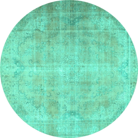 Ahgly Company Indoor Round Persian Turquoise Blue Traditional Area Rugs, 5' Round