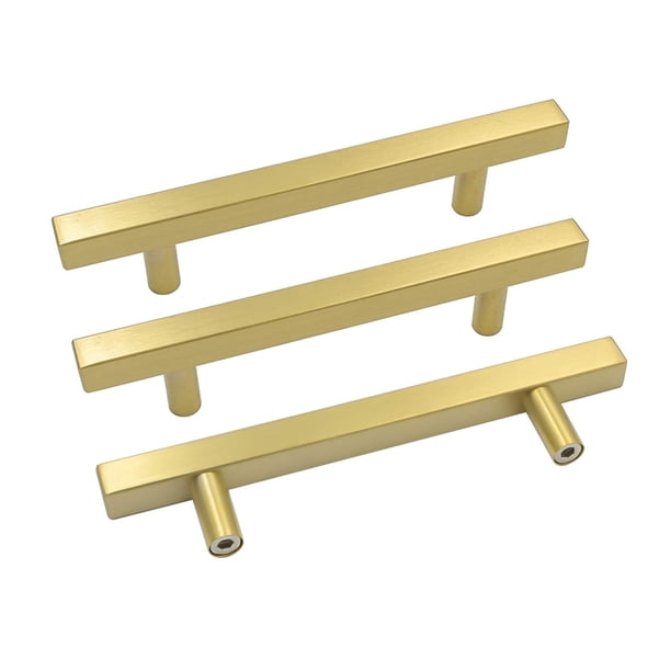 Goldenwarm - Juego de 20 tiradores dorados para gabinetes de 4 pulgadas (102 mm), manijas para cajones de latón cepillado, herrajes para gabinetes de cocina - Ls1212Gd102, tiradores cuadrados dorados