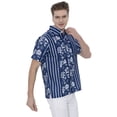 thumbnail image 5 of LA LEELA Mens Hawaiian Shirts Short Sleeve Button Down Shirt Men's Hawaii Boho Holiday Casual Summer Beach Shirts for Men Funny S Blue Floral, 5 of 6