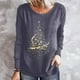 thumbnail image 2 of Camiseta de manga larga suelta con cuello redondo y estampado navideño informal a la moda para mujer Fridja  FKASFK2132, 2 of 7