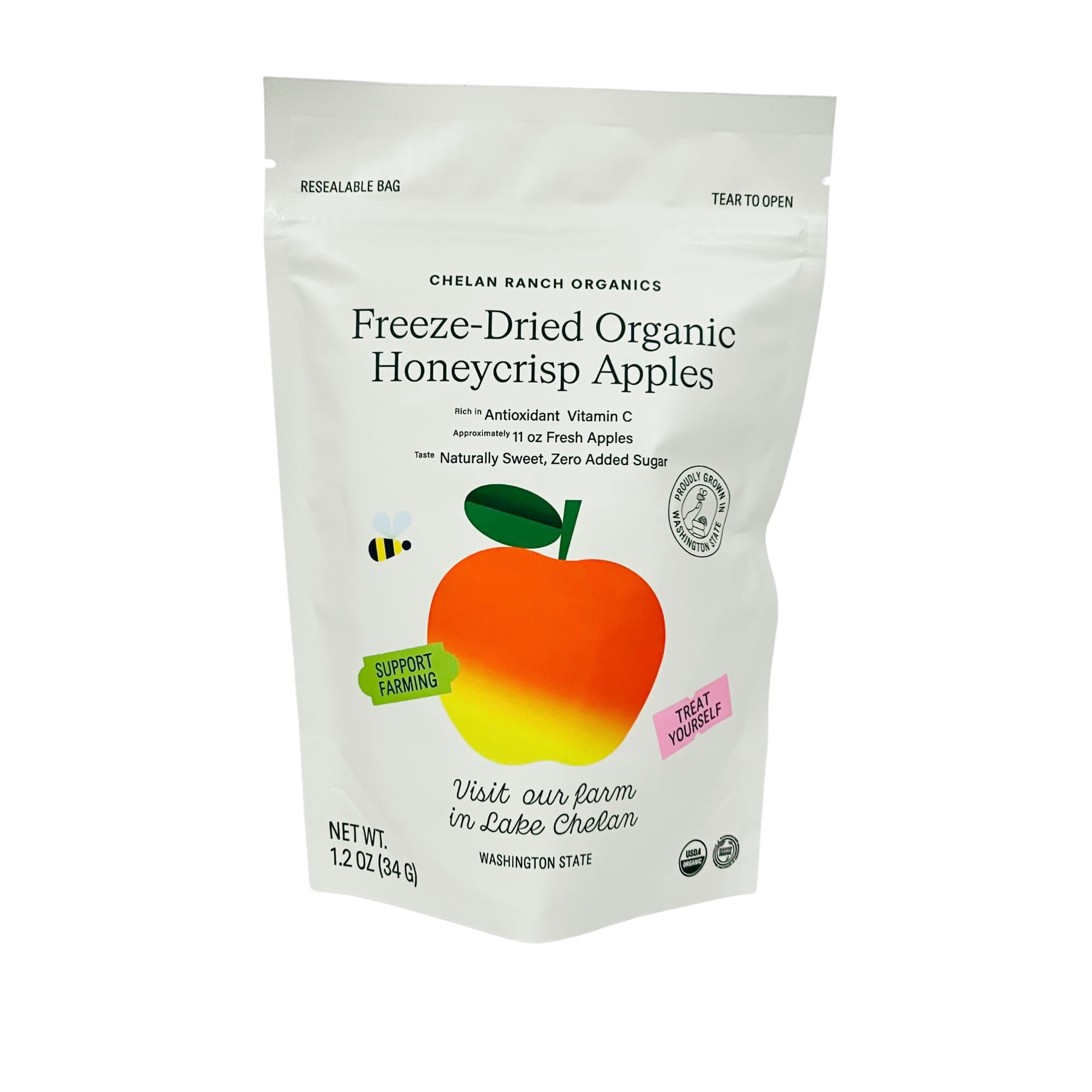 Chelan Ranch Organics Freeze-Dried Organic Fruit Variety Pack, Cherries, Honeycrisp Apples, Blueberries, Zero Added Sugar, Non-GMO & Vegan, Net Wt 9.4 Ounce (6-Pack)