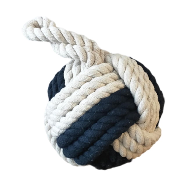 Tope de puerta decorativo Macarena con nudo de Cuerda estilo náutico 15 cm Beige Azul Oscuro