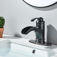 thumbnail image 4 of Oil Rubbed Bronze Bathroom Basin Faucet Waterfall Sink Vanity Mixer with Drain, 4 of 15