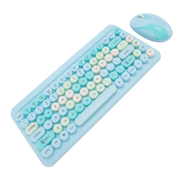 Combo De Teclado Y Mouse Inalámbricos, Lindo Teclado Retro Con Teclas Redondas, 1000/1200/1600 DPI Mouse, Enchufe Y Reproducción Del Receptor USB 2.4G, Teclado Ergonómico Para