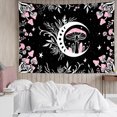 thumbnail image 2 of HVEST Mushroom Tapestry Wall Hanging Pink Mushroom and Star Moon on Black Background Country Plant Wall Tapestry for Bedroom Aesthetic Vintage Tapestry for Living Room College Dorm Decor,80Wx60H inch, 2 of 10