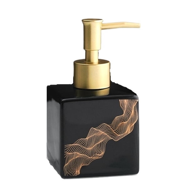 Dispensador de jabón de cerámica, elegante diseño de rayas onduladas, botellas de cerámica, dispensador de loción líquida for baño, dispensador de cocina, 9,5 oz/280ml