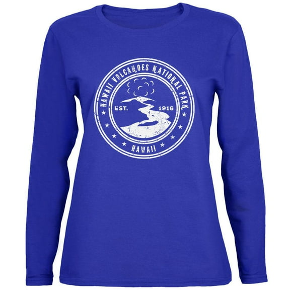 Hawaii Volcanoes National Park Womens Long Sleeve T Shirt Royal 2XL
