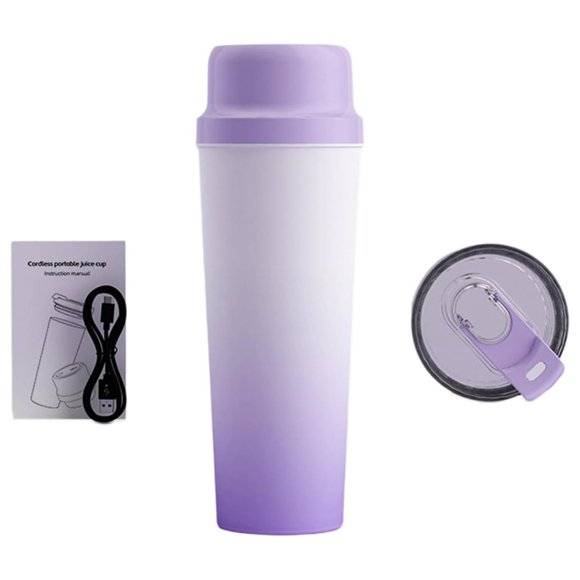 Licuadora Portátil Inalámbrica de Acero Inoxidable de 650 Ml, Recargable por USB, Exprimidor de Naranjas, 20 Cuchillas, Tritura Hielo B