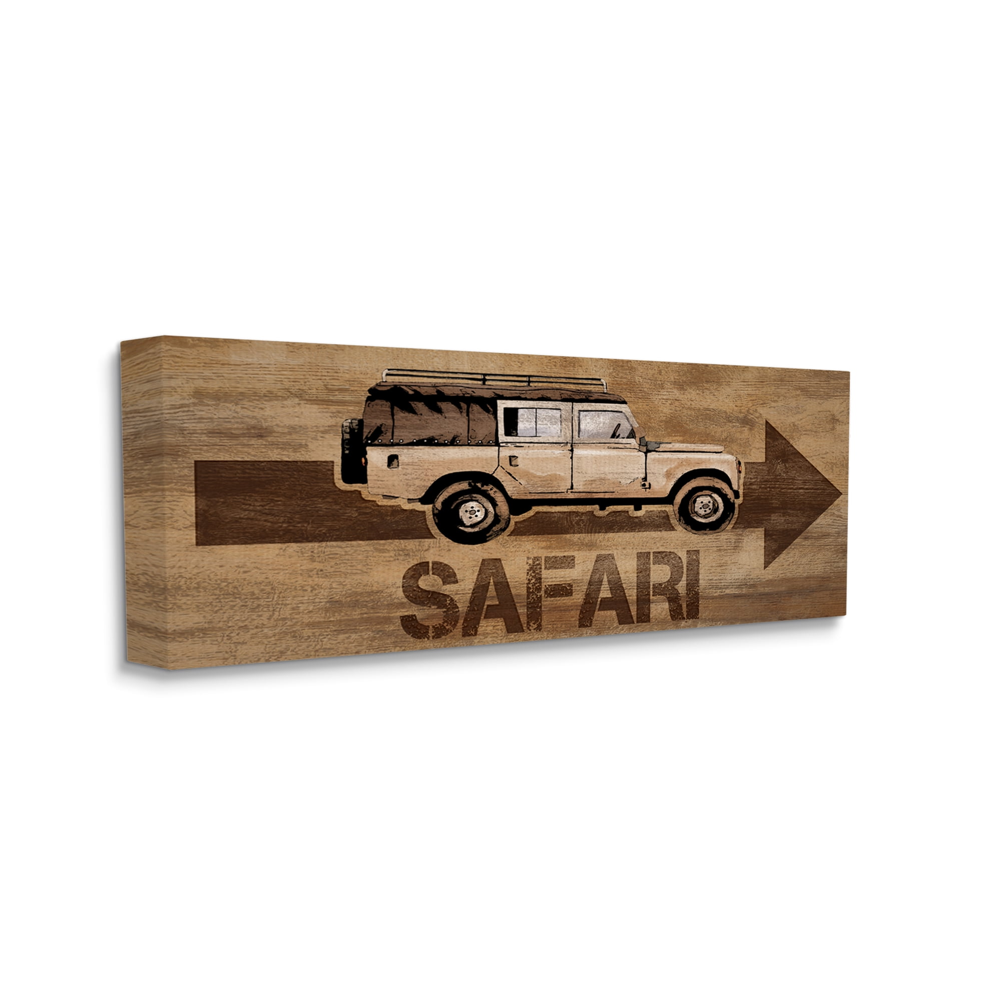 Stupell Industries Safari with Right Facing Arrow Transportation Painting Gallery Wrapped Canvas Art Print Wall Art, 24 x 10