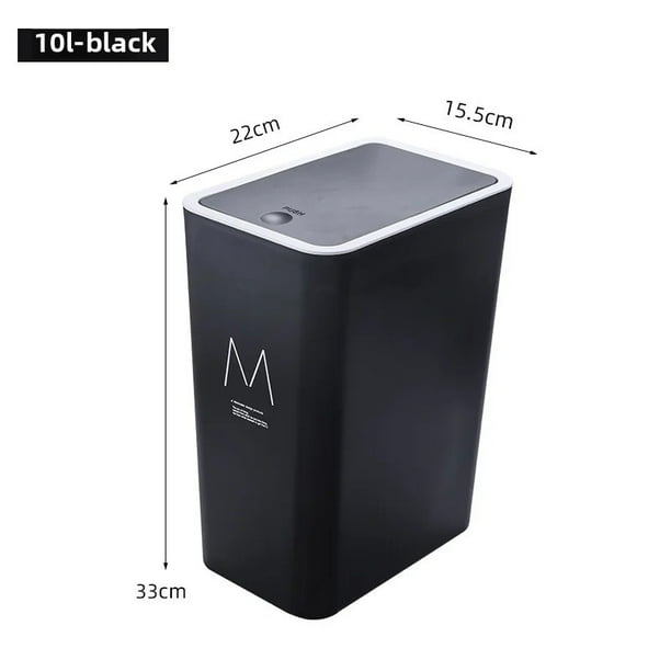 Cubo de basura de plástico cuadrado para uso doméstico, gran capacidad, sellado con tapa, tipo prensa, cubo de basura, cubo de basura de cocina ecológico
