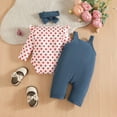 thumbnail image 5 of Baby Girls Long Sleeve Romper Floral Two Pieces Bow Jumpsuits and Headband Set Red A 3-6 Months, 5 of 7