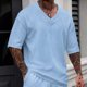 thumbnail image 5 of Ceisia Men's Casual V-Neck Textured Knit T-Shirt | Loose Fit Short Sleeve Solid Color Top Gifts, 5 of 8