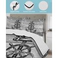 thumbnail image 3 of Quilts Queen Size Bedding Set, Nautical Anchor Reversible Summer Quilt 3 Pieces, Rudder Stars Retro Black Grey Wooden Grain Lightweight Bedspreads Coverlets with 2 Pillow Shams for All Seasons, 3 of 5