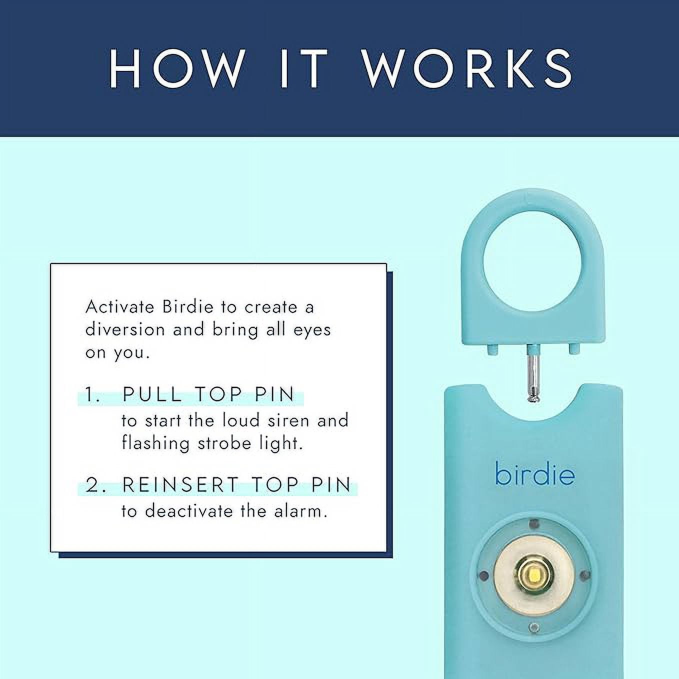 She's Birdie Personal Safety Alarm strobe Light Safety Keychain Keychain, Multicolor