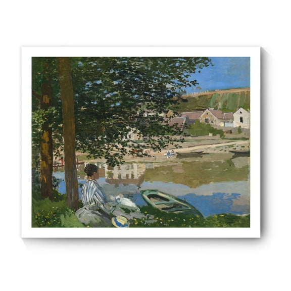 Monet Canvas Prints Wall Art, On the Bank of the Seine Bennecourt by Claude Monet Famous Paintings Reproduction, Monet Classic Art Poster Prints