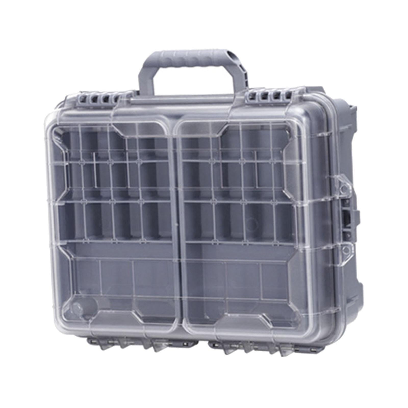 Wswqop Fishing Tackle Box Container Fishing Accessories Box Large Capacity Waterproof 3 Gray