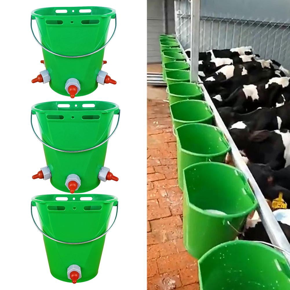 Goat Feeder with Nipple 8L Baby Bottle Bucket for Lambs & Calves 1/3/5 Mouth Sheep Milk Feeder & Plastic Feed Trough Multi-Animal Livestock Nursing Bucket with Scale & Handle