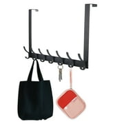 sixwipe Over The Door Hooks, Stainless Steel Heavy Duty Hanger Holder for Hanging Coat Robe Hat Clothe Towels, Behind The Door Hanger Hooks with 7 Double Dual Coat Hook, Fits 1-3/4 Thick Door