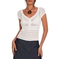 thumbnail image 3 of xiaxaixu T-shirt à Nouer Blanc à Manches Courtes et Col Rond Décontracté pour Femme, 3 of 9