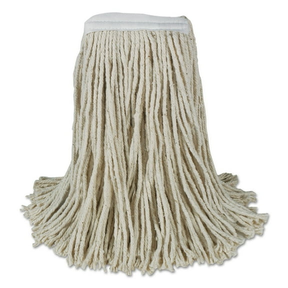 Boardwalk BWKCM20020 20 oz. Cut-End Banded Cotton Mop Heads - White (12/Carton)