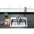 thumbnail image 4 of Gourmetier GKTD33226 Studio 33" Stainless Steel Self-Rimming Double Bowl Drop-In Kitchen Sink, Brushed, 4 of 8