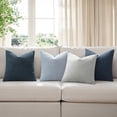thumbnail image 2 of SUSIELADY Pack of 4 Decorative Textured Boucle Throw Pillow Covers 18x18 Inch Neutral Accent Solid Pillow Cases for Couch Sofa Bed Chair Living Room Farmhouse Boho Home Decor, Neutral Blue, 2 of 8