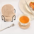 thumbnail image 5 of Haosy Set of 6 Drink Woven Coaster with Holder Heat Resistant Non-Slip Bar Coasters 4 Inches Light Orange and White Striped, 5 of 7