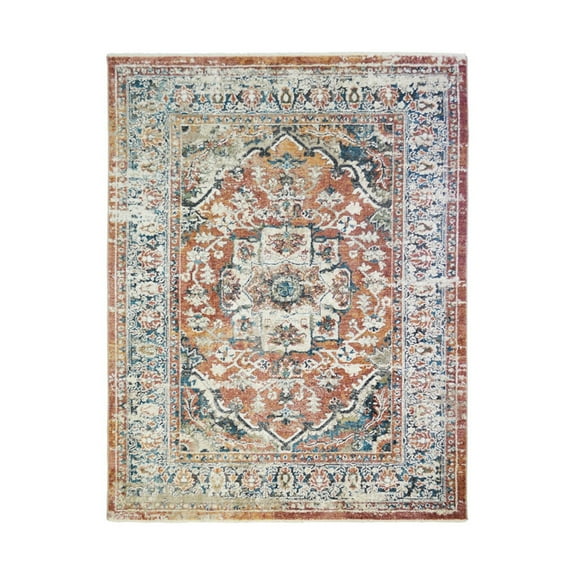 HomeRoots 555346 2 x 3 ft. Rust Oriental Distressed Rectangle Area Rug with Fringe