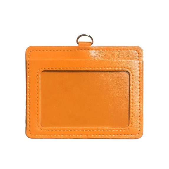 GOGO 10Pcs Vertical Horizontal 2 Sides PU ID Card Badge Holder Pouch Stock Case-horizontal orange-10 Packs