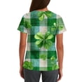 thumbnail image 3 of St. Patrick's Day Scrub Tops Women Irish Shamrock Printed Short Sleeve Nurse Uniforms Workwear Stretchy V Neck Festival Scrub Shirts, 3 of 3