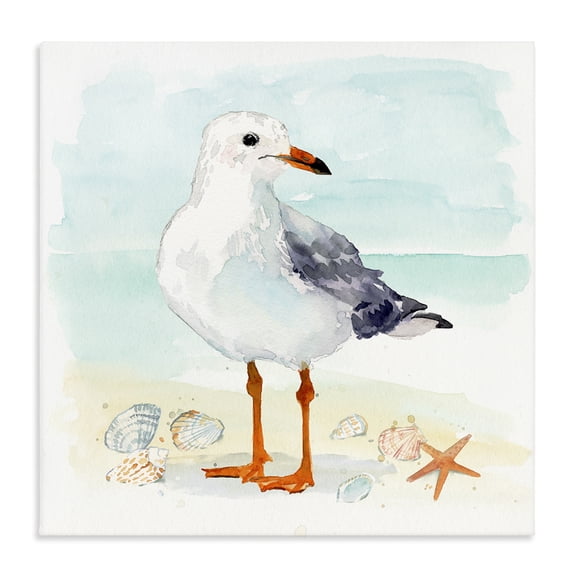 Stupell Industries Rustic Lodge Coastal Seagull & Shells Canvas Art, 24 x 24, by Victoria Barnes