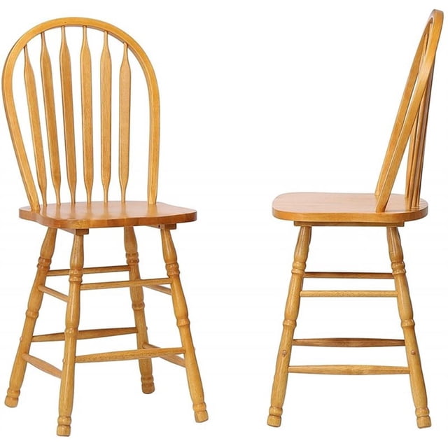 Oak Selections Arrowback 24" Solid Wood Counter Stool in Light Oak (Set of 2)