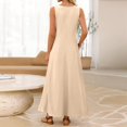 thumbnail image 4 of JULMCOMO Summer Dresses for Women Round Neck Sleeveless A Line Loose Fit Flowy Casual Maxi Dresses Beach Vacation Sundresses Beige M, 4 of 5