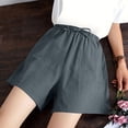 thumbnail image 5 of UTTOASFAY Woman Pants Women'S Shorts High Waist Pants Linen Loose Casual Thin Wide Leg Linen Shorts Gray 12(XL), 5 of 8