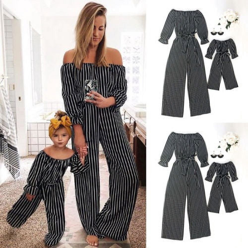 Family Clothes Mother ; Daughter Matching Mom Women Casual Jumpsuit Outfits