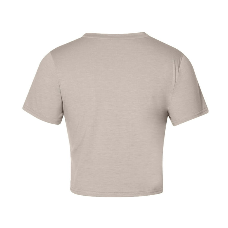 YanHoo Womens Crop Tops 2023 Summer Trendy Short Sleeve Round Neck Blouse  Y2K Cute T-Shirts