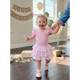 thumbnail image 3 of Cenuakty Baby6M 12M 18M Girl 1st Birthday Outfit Cute Short Sleeve Letters Embroidery Romper with Plaid Skirt, Headband 3Pcs Set, 3 of 9