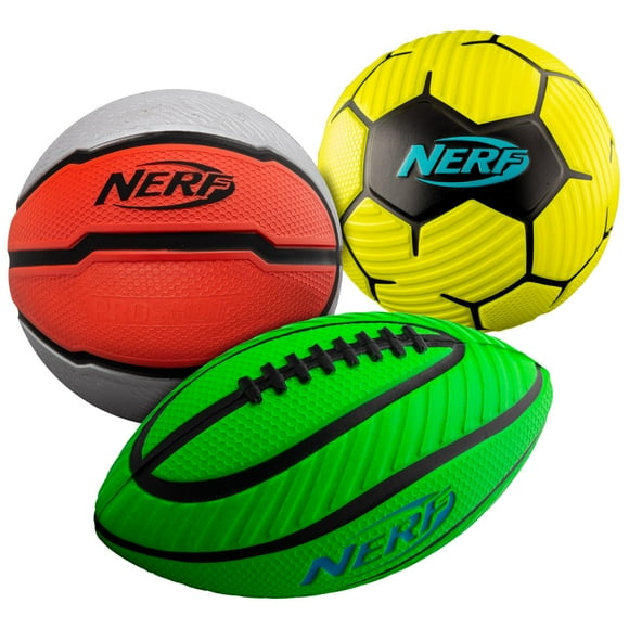 NERF Mini Foam Sports Ball Set - Soft Foam Football, Soccer Ball & Basketball for Kids - 3 Piece Multicolor Sports Toy