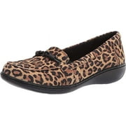 Clarks 26147352: Women's Ashland Ballot Tan Leopard Suede Loafer (7 B(M) US Women)