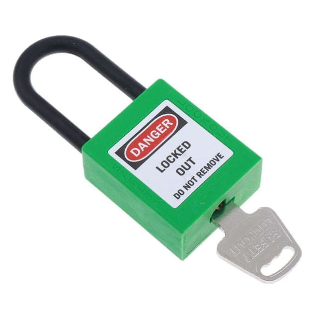 relayinert Safety Security Lockout Padlock Keyed Alike 38mm Green Nylon Shackle Style A 1Set
