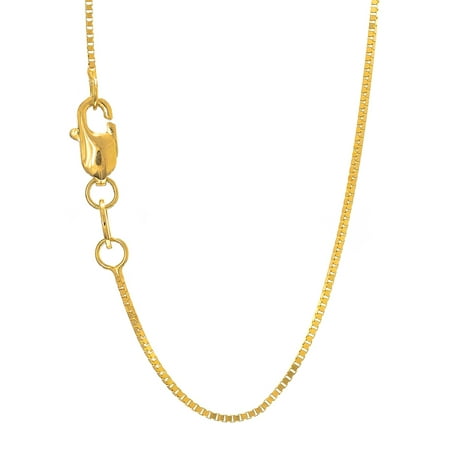 14k Solid Gold Yellow White Or Rose 0.8 mm Box Chain Necklace