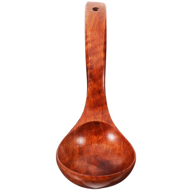 EeaseMX Cucharón de sopa de mango largo de madera saludable, cucharas de cocina, utensilios de cocina, 28 cm