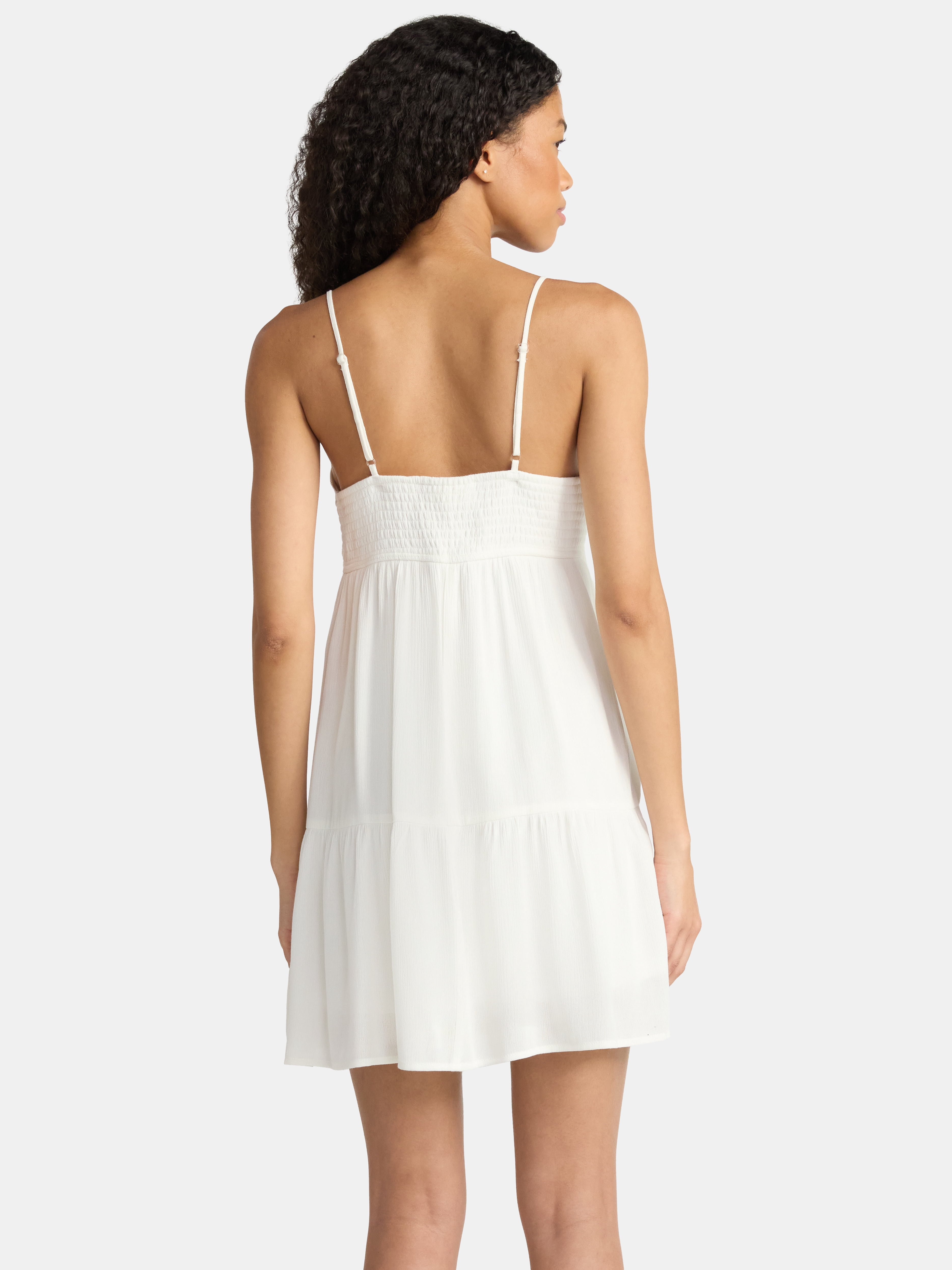 No Boundaries Woven Eyelet Mini Dress with Crochet Trim, Women's
