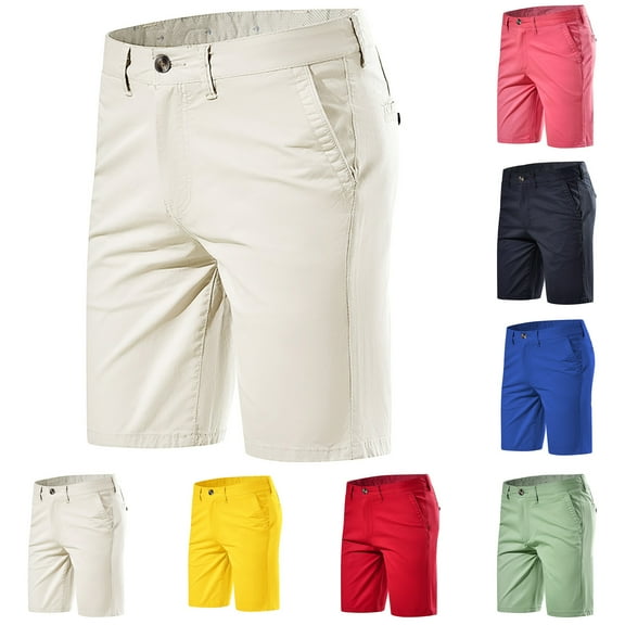 Xcmzpl Mens Stretch Golf Shorts with Pockets Solid Straight Leg Shorts Lightweight Dress Shorts for Hiking Work Casual