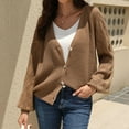 thumbnail image 2 of Tops de Mujer Camisas de Manga Larga Otoño Casual Moda Cuello en V Blusa de Cárdigan Sólida Odeerbi ODB149305, 2 of 3