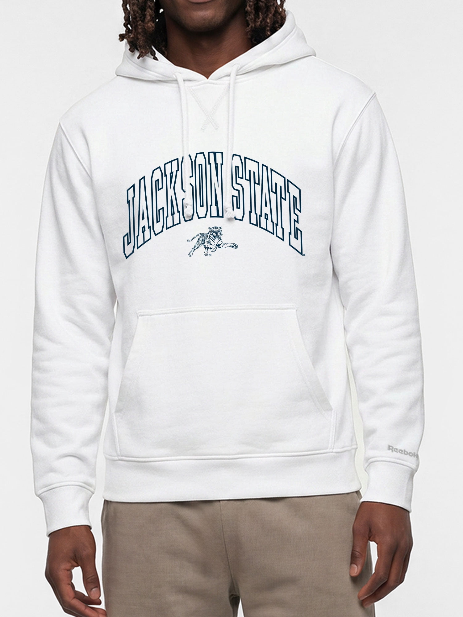 Jackson State Tigers Reebok Mens White Hooded Sweatshirt