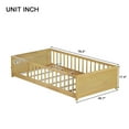 thumbnail image 6 of Miniyam Wood Twin Size Floor Bed with Built-in Book Storage Rack for Toddler, Natural, 6 of 6