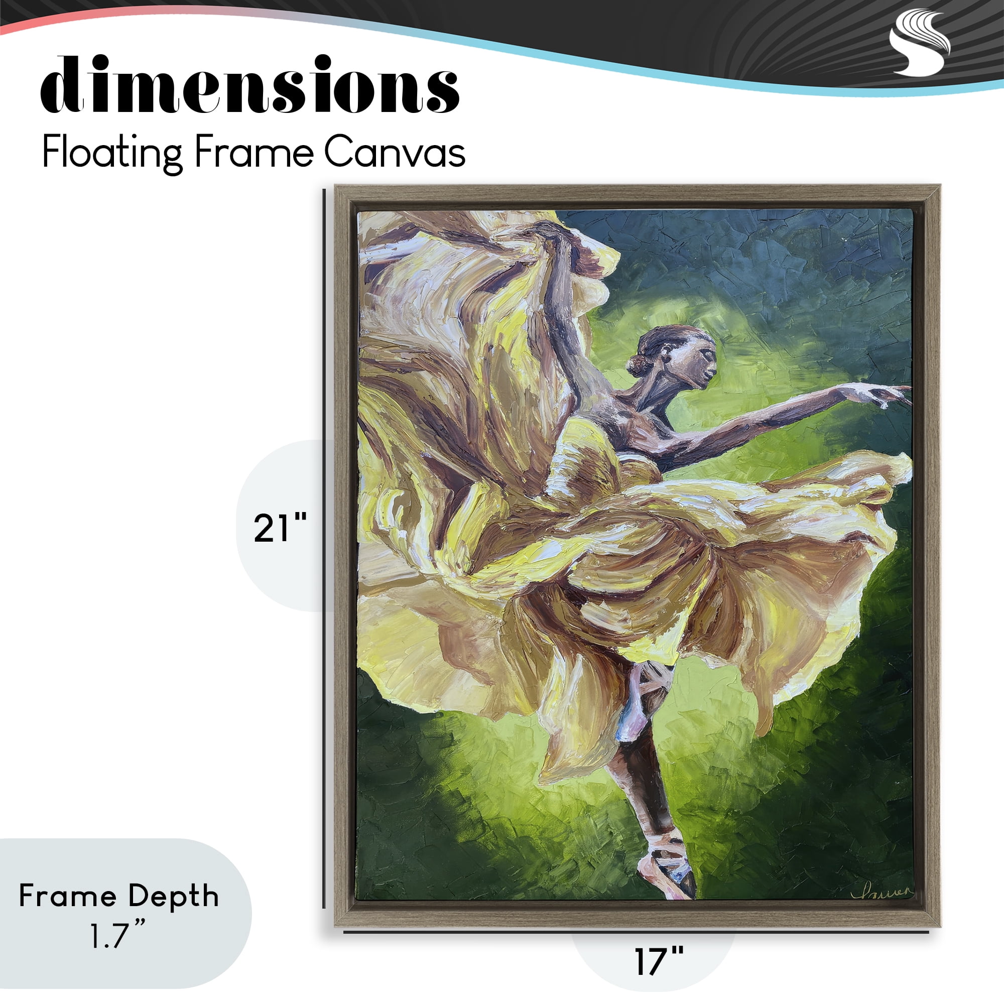 Stupell Industries Primavera Ballet Dancer Brown Framed Floater Canvas Wall Art, design by Lauren Luna