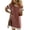 Brown, variant on Women's Textured Round Neck Short Sleeve Dress 75% Polyester 20% Viscose 5% Elastane Comfortable Everyday Style