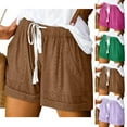 thumbnail image 2 of Vhkiploz Summer Casual Shorts for Women Hollow Elastic Waist Cuffed Sweat Shorts Running Gym Active Workout Pull-on Jogger Pants, 2 of 6